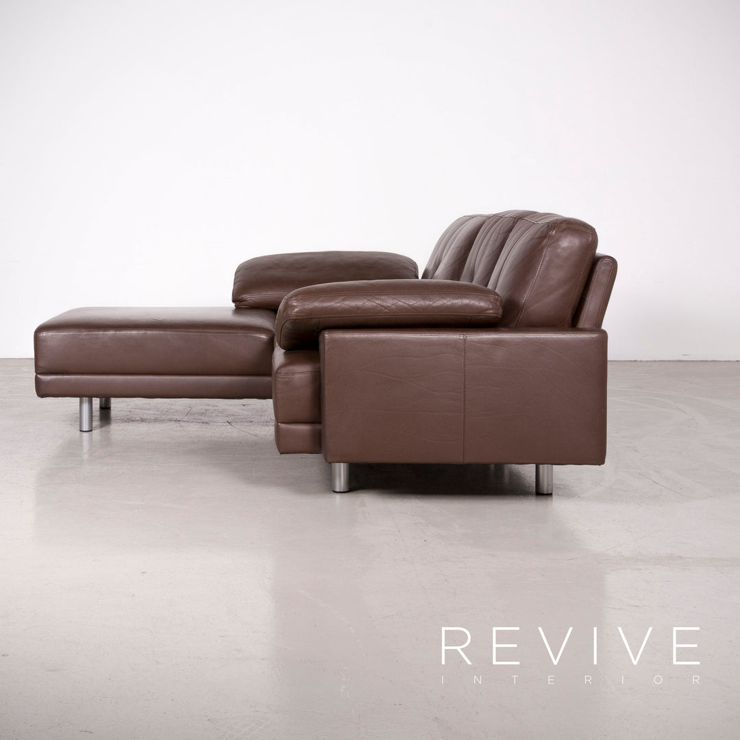 Brühl Designer Leder Ecksofa Garnitur Braun Echtleder Sofa Couch #7583