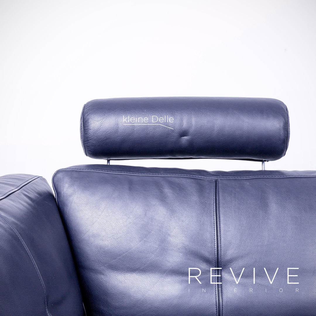 Brühl Designer Leder Ecksofa Schwarz Echtleder Kopfstütze Couch #4673