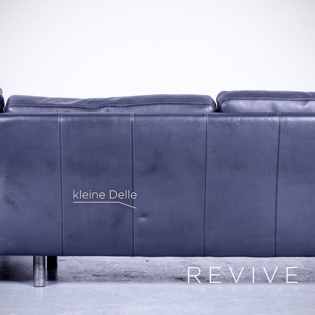 Brühl Designer Leder Ecksofa Schwarz Echtleder Kopfstütze Couch #4673