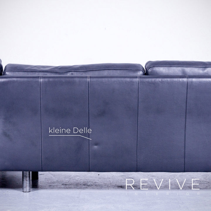 Brühl Designer Leder Ecksofa Schwarz Echtleder Kopfstütze Couch #4673