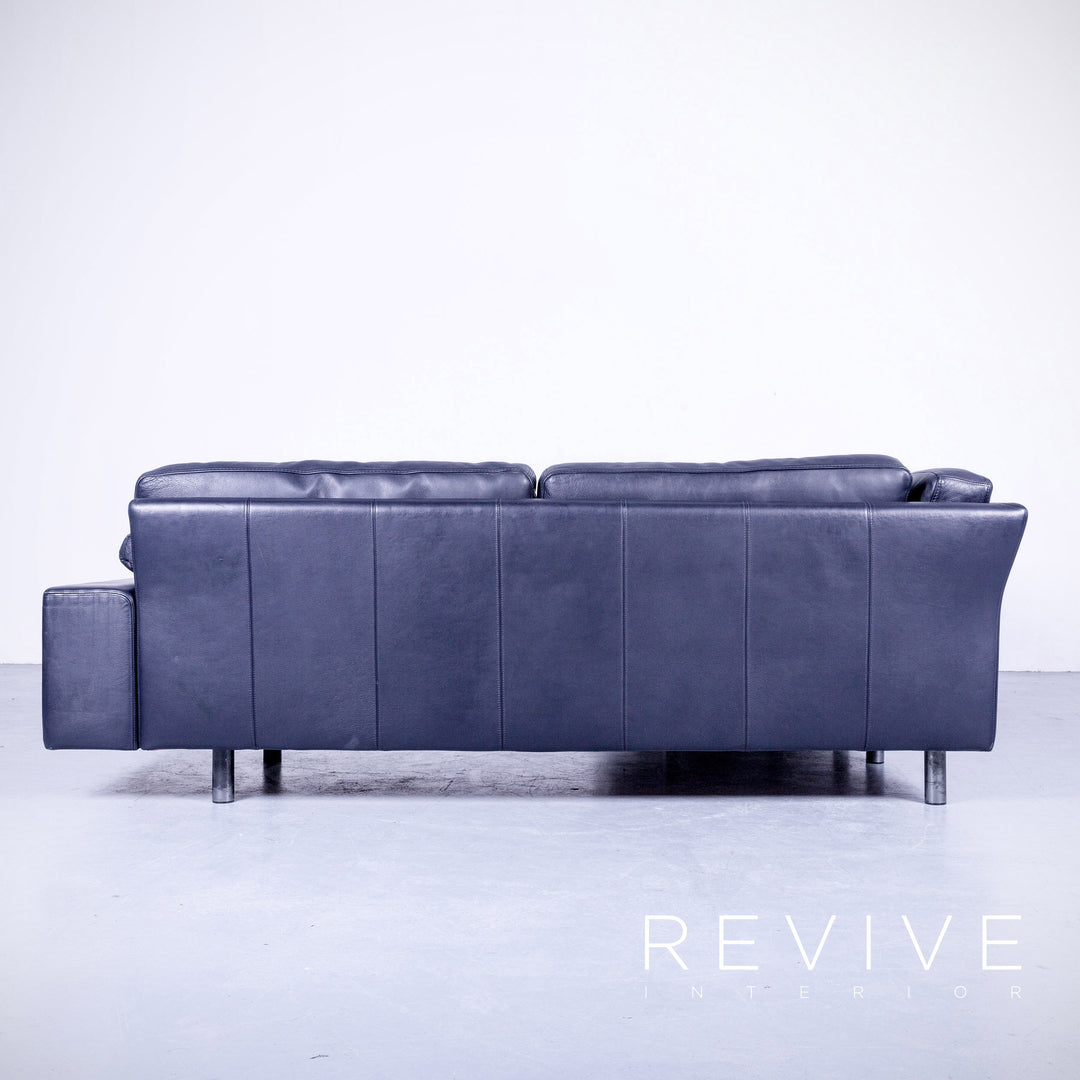 Brühl Designer Leder Ecksofa Schwarz Echtleder Kopfstütze Couch #4673