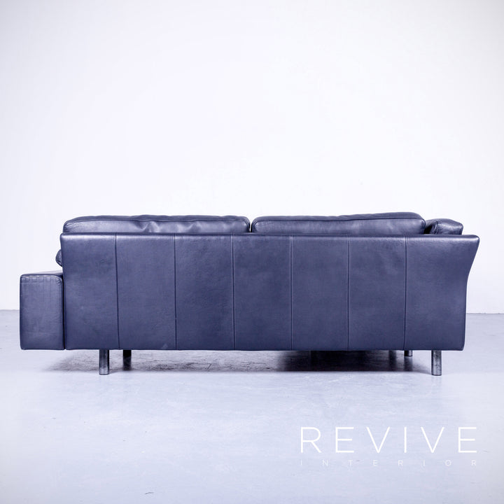 Brühl Designer Leder Ecksofa Schwarz Echtleder Kopfstütze Couch #4673