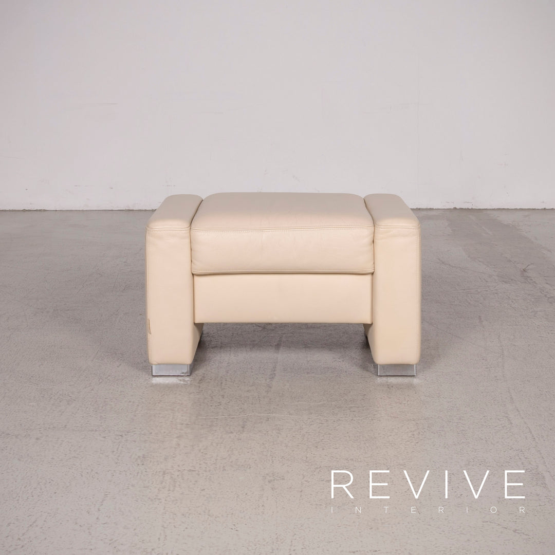 Brühl Designer Leder Hocker Beige Echtleder #8264
