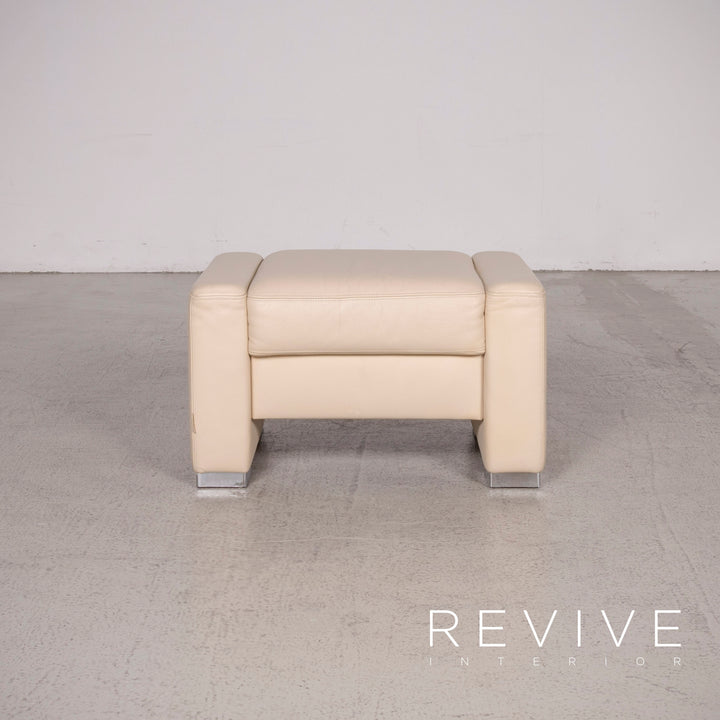 Brühl Designer Leder Hocker Beige Echtleder #8264