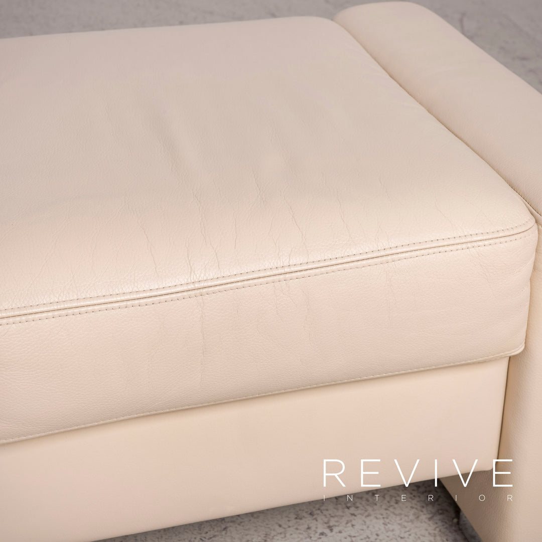 Brühl Designer Leder Hocker Beige Echtleder #8264