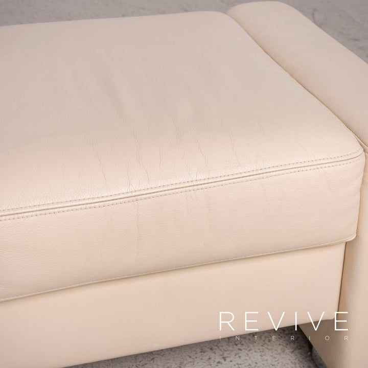 Brühl Designer Leder Hocker Beige Echtleder #8264