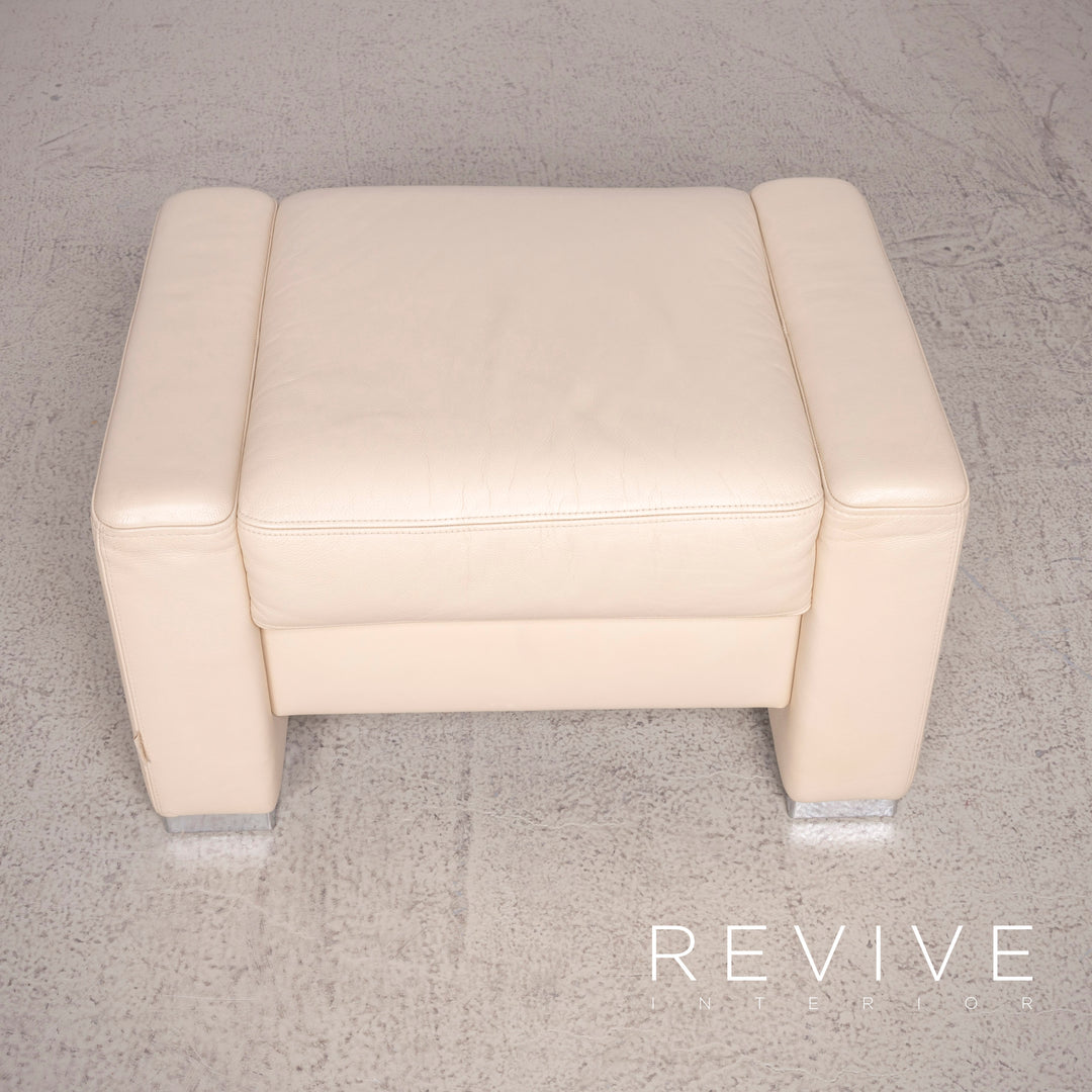 Brühl Designer Leder Hocker Beige Echtleder #8264