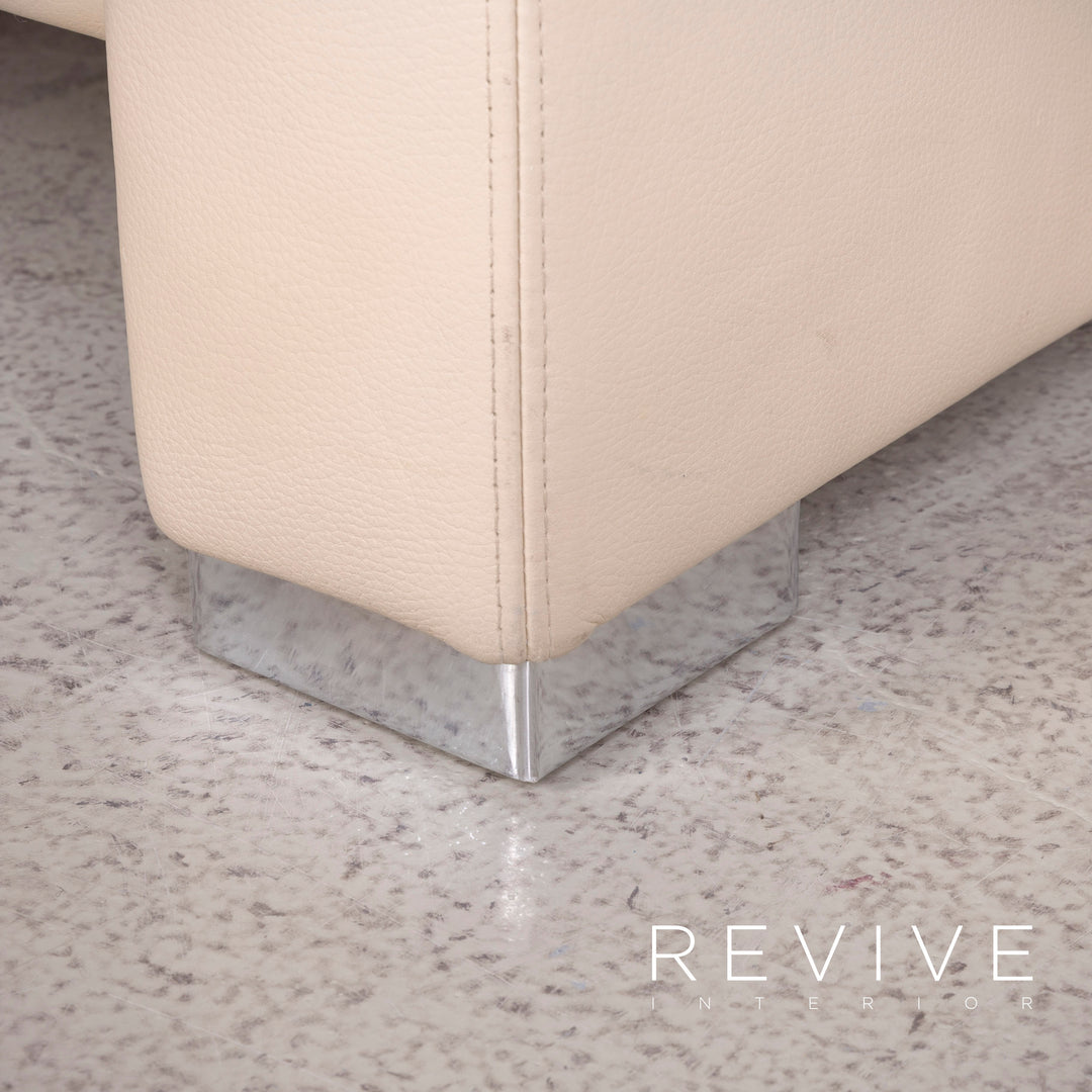 Brühl Designer Leder Hocker Beige Echtleder #8264