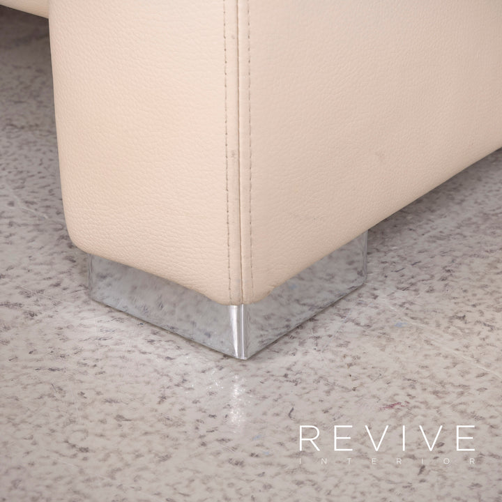 Brühl Designer Leder Hocker Beige Echtleder #8264