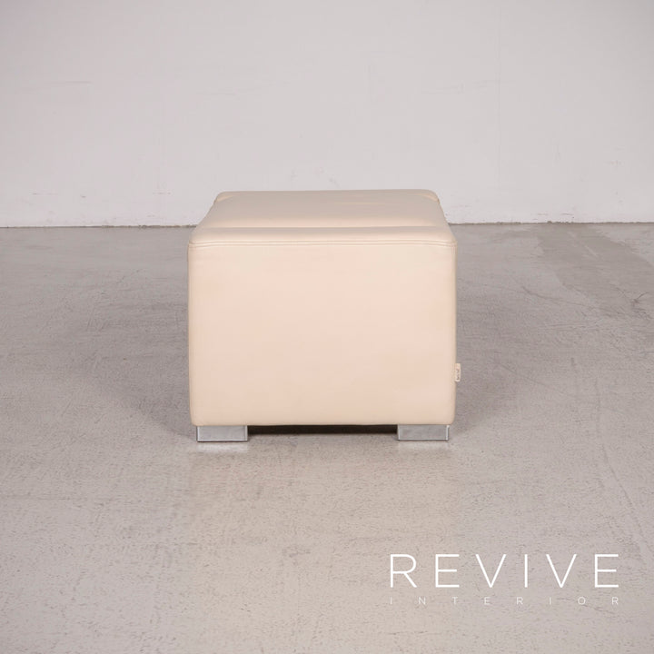 Brühl Designer Leder Hocker Beige Echtleder #8264