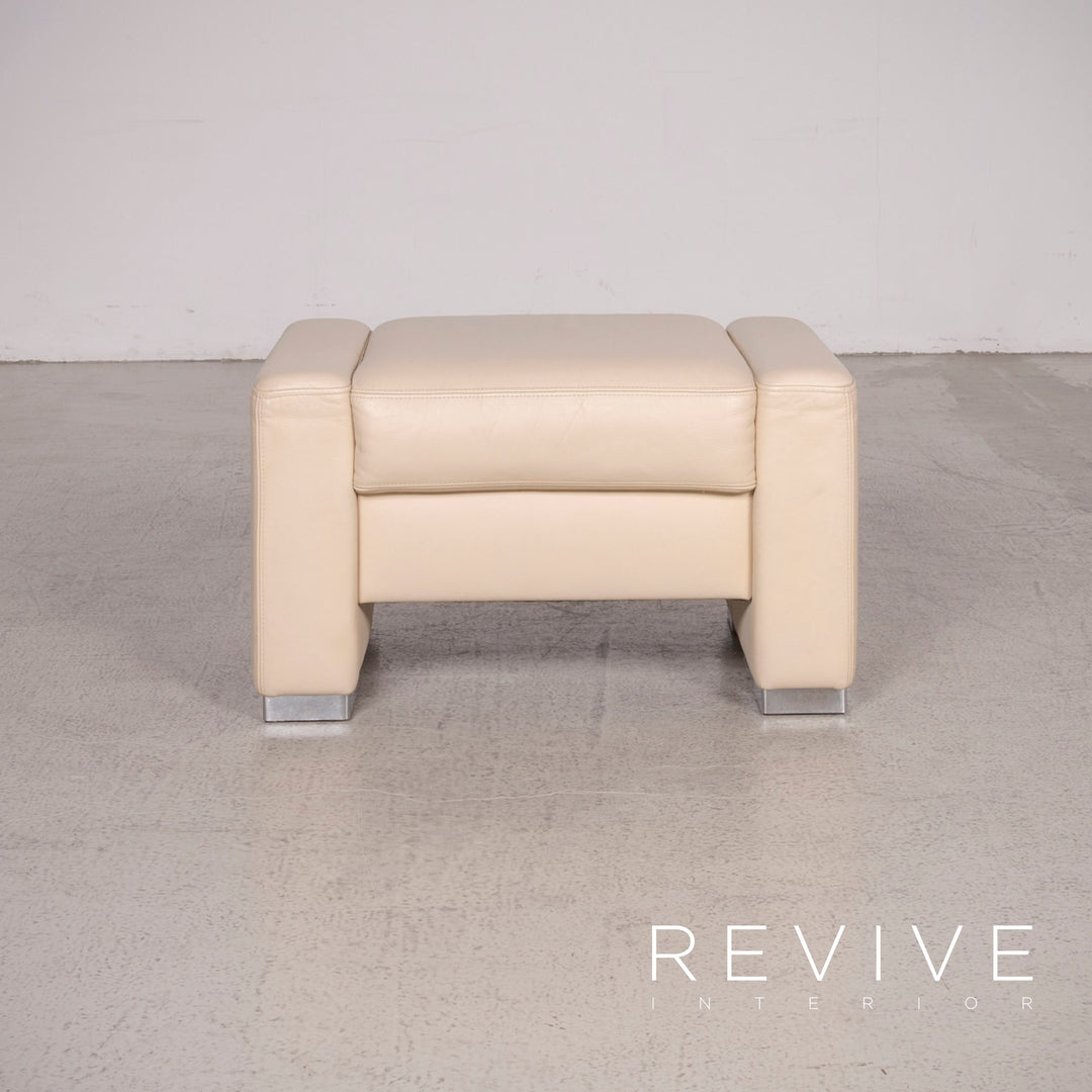 Brühl Designer Leder Hocker Beige Echtleder #8264