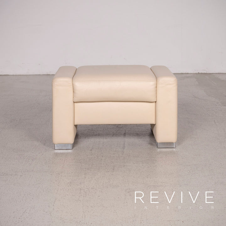 Brühl Designer Leder Hocker Beige Echtleder #8264