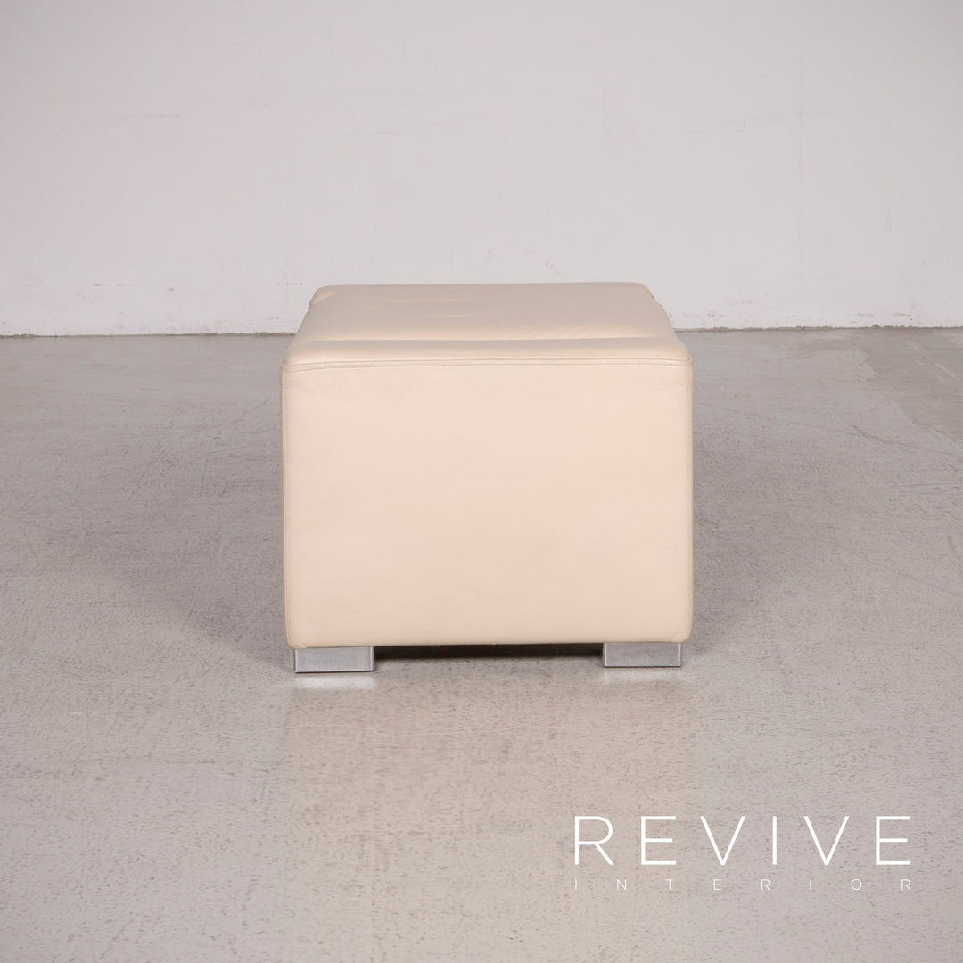 Brühl Designer Leder Hocker Beige Echtleder #8264