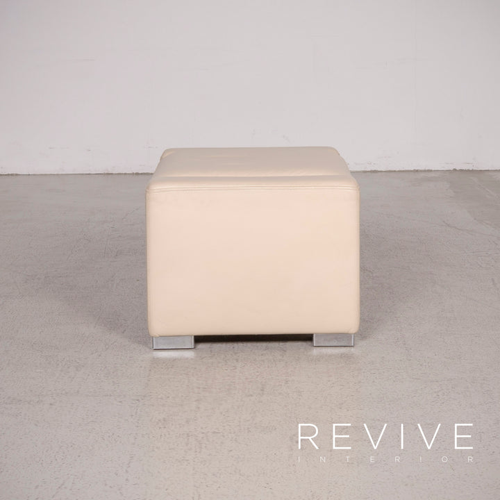 Brühl Designer Leder Hocker Beige Echtleder #8264