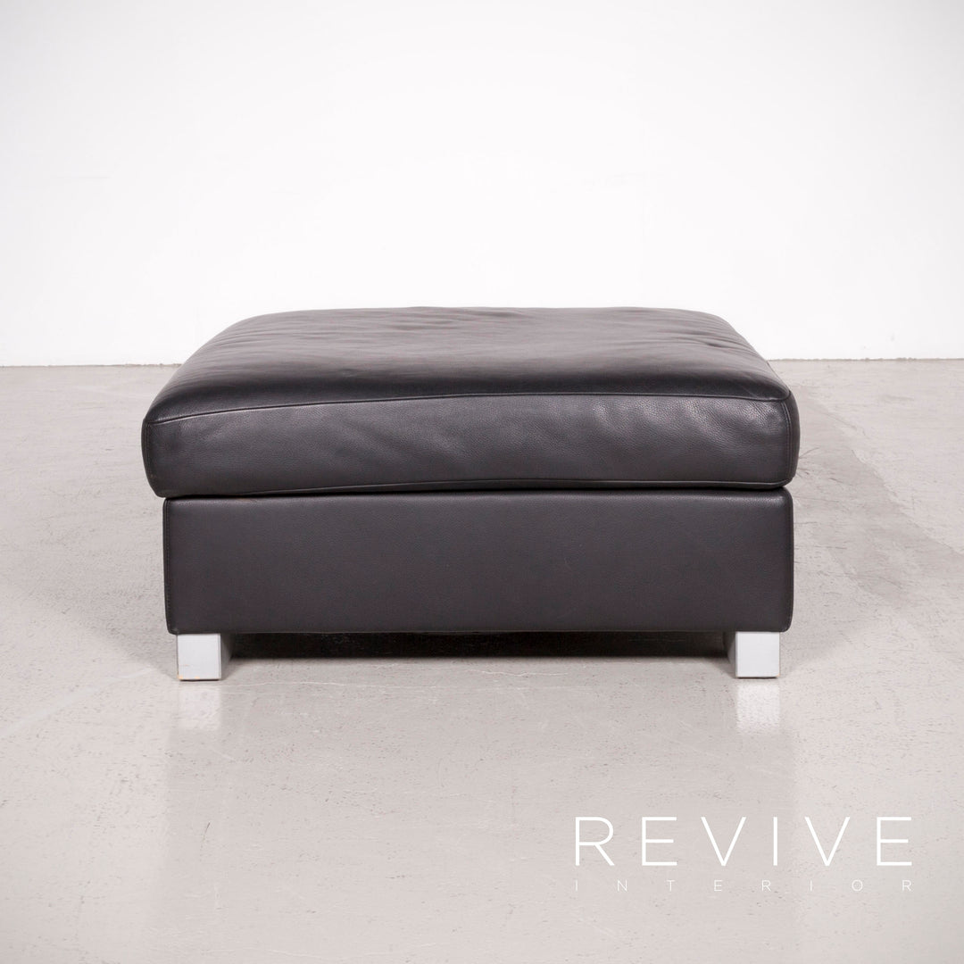 Brühl Designer Leder Hocker Schwarz Echtleder #7498