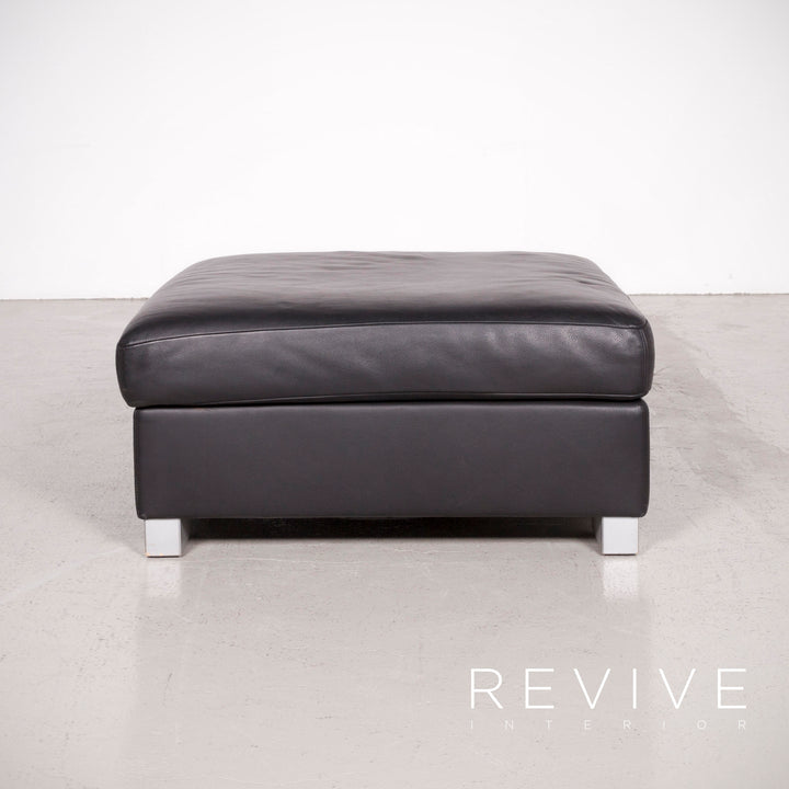 Brühl Designer Leder Hocker Schwarz Echtleder #7498