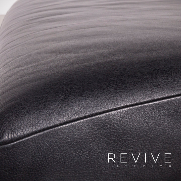 Brühl Designer Leder Hocker Schwarz Echtleder #7498