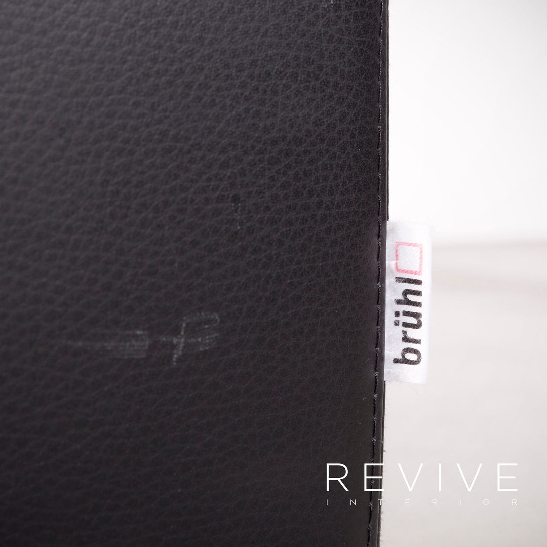 Brühl Designer Leder Hocker Schwarz Echtleder #7498