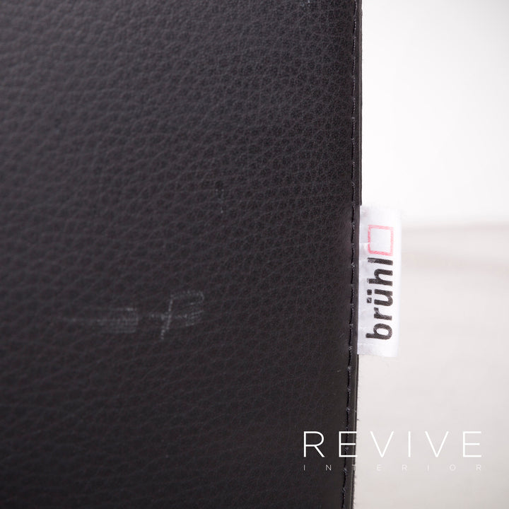 Brühl Designer Leder Hocker Schwarz Echtleder #7498