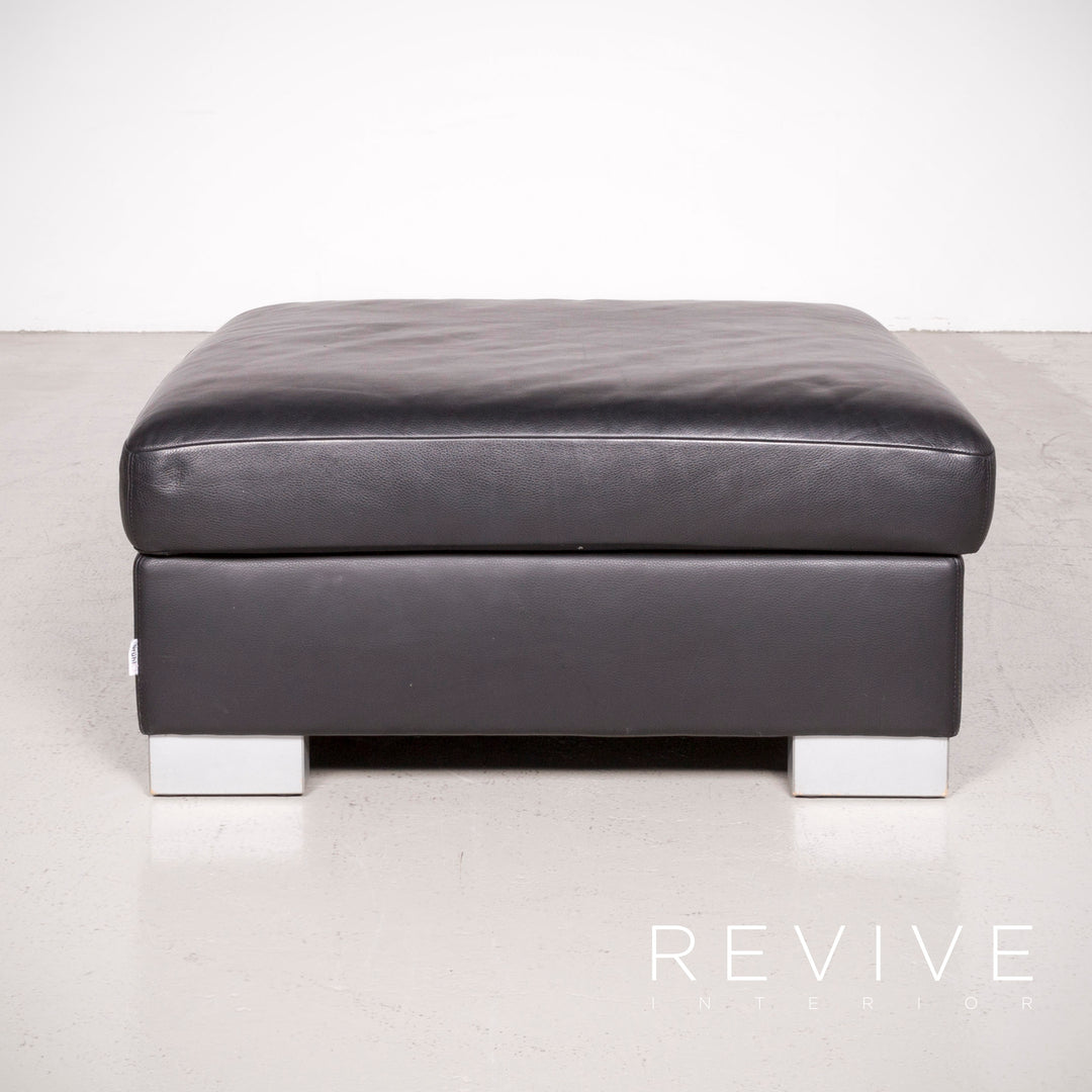 Brühl Designer Leder Hocker Schwarz Echtleder #7498