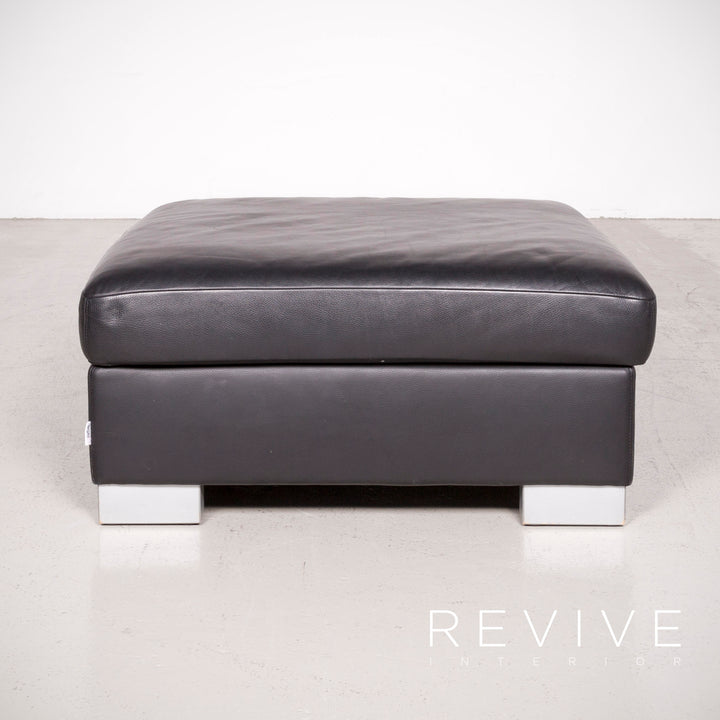 Brühl Designer Leder Hocker Schwarz Echtleder #7498