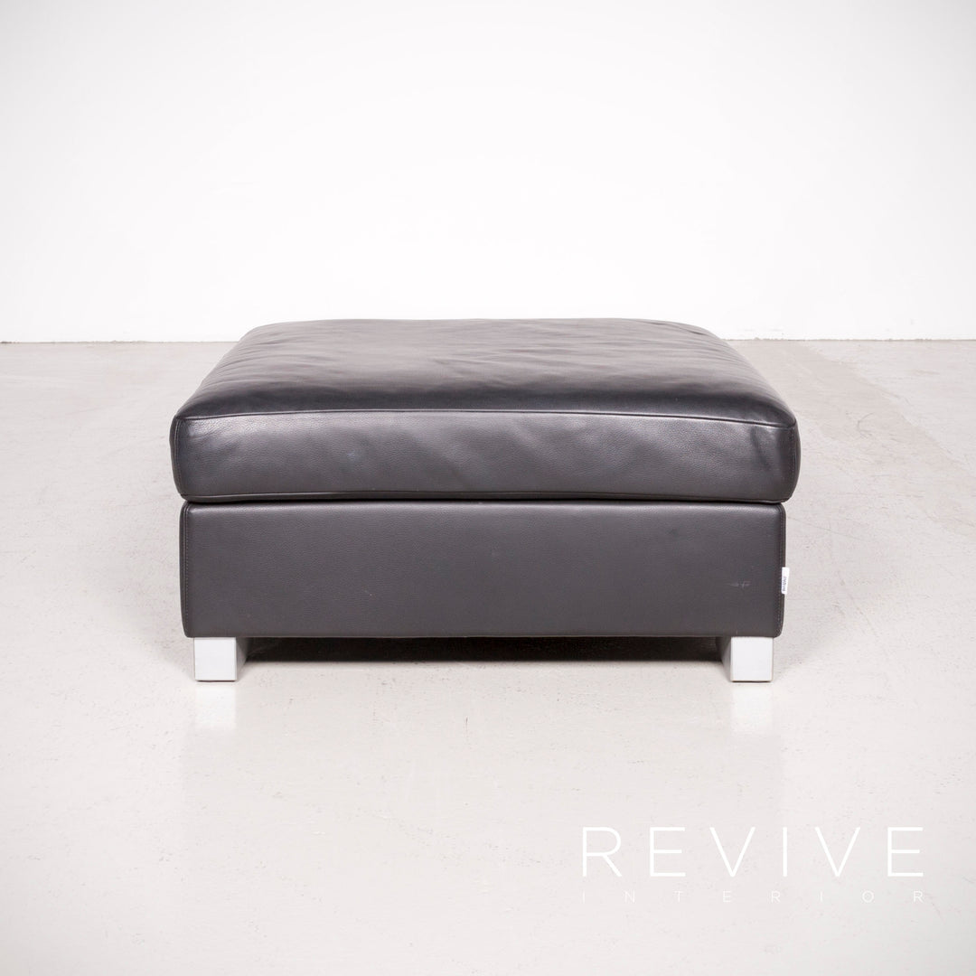 Brühl Designer Leder Hocker Schwarz Echtleder #7498