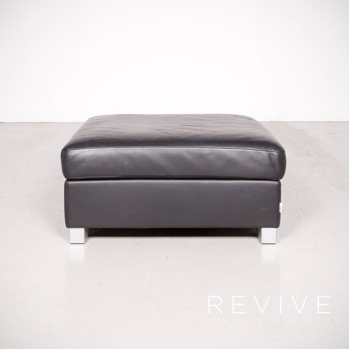 Brühl Designer Leder Hocker Schwarz Echtleder #7498