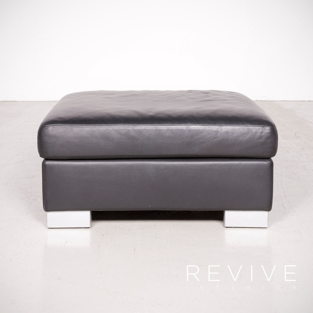 Brühl Designer Leder Hocker Schwarz Echtleder #7498