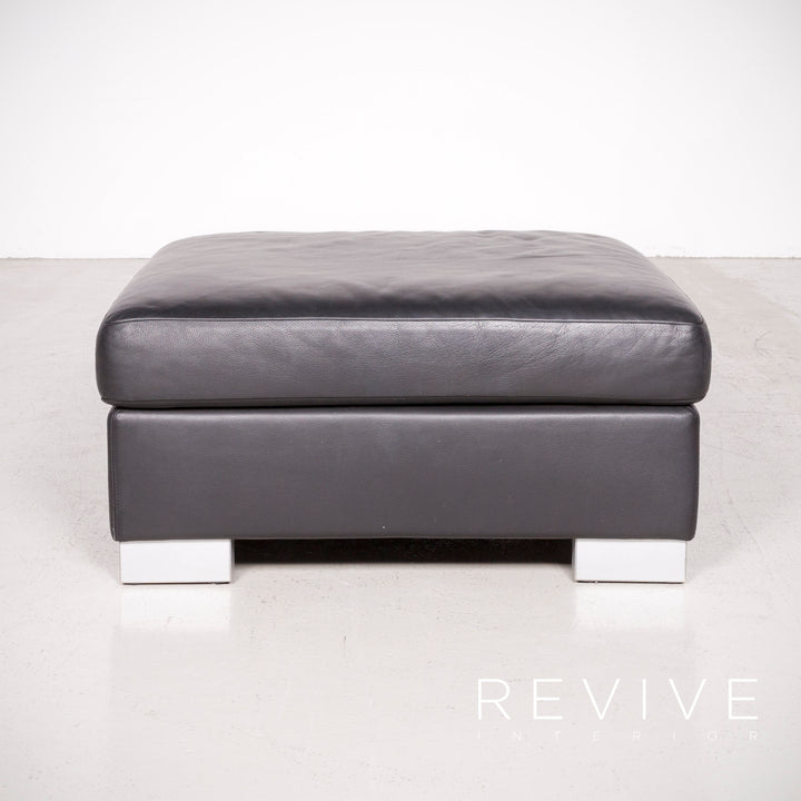 Brühl Designer Leder Hocker Schwarz Echtleder #7498