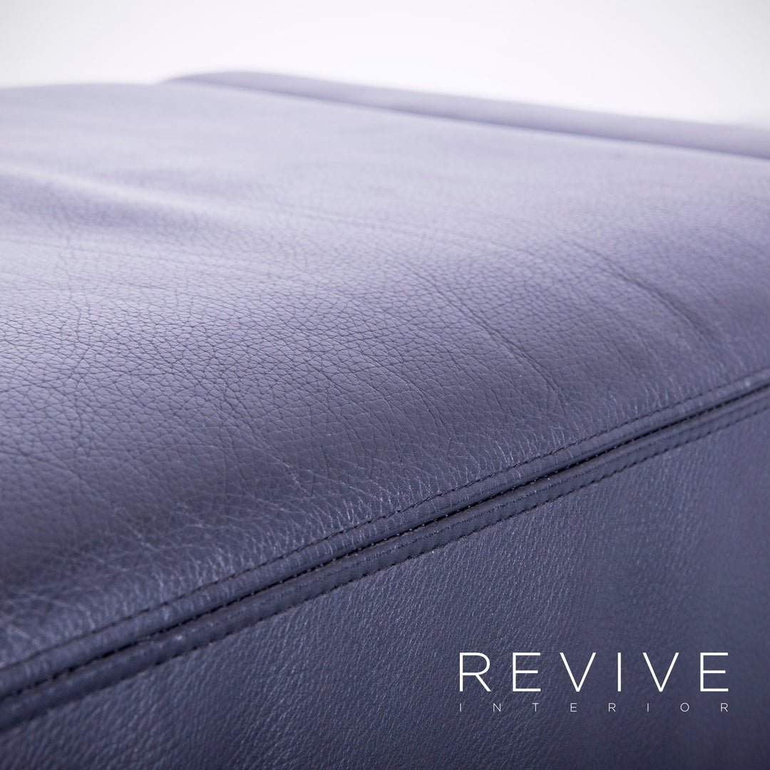 Brühl Designer Leder Hocker Schwarz Schemel Pouf Echtleder #4960