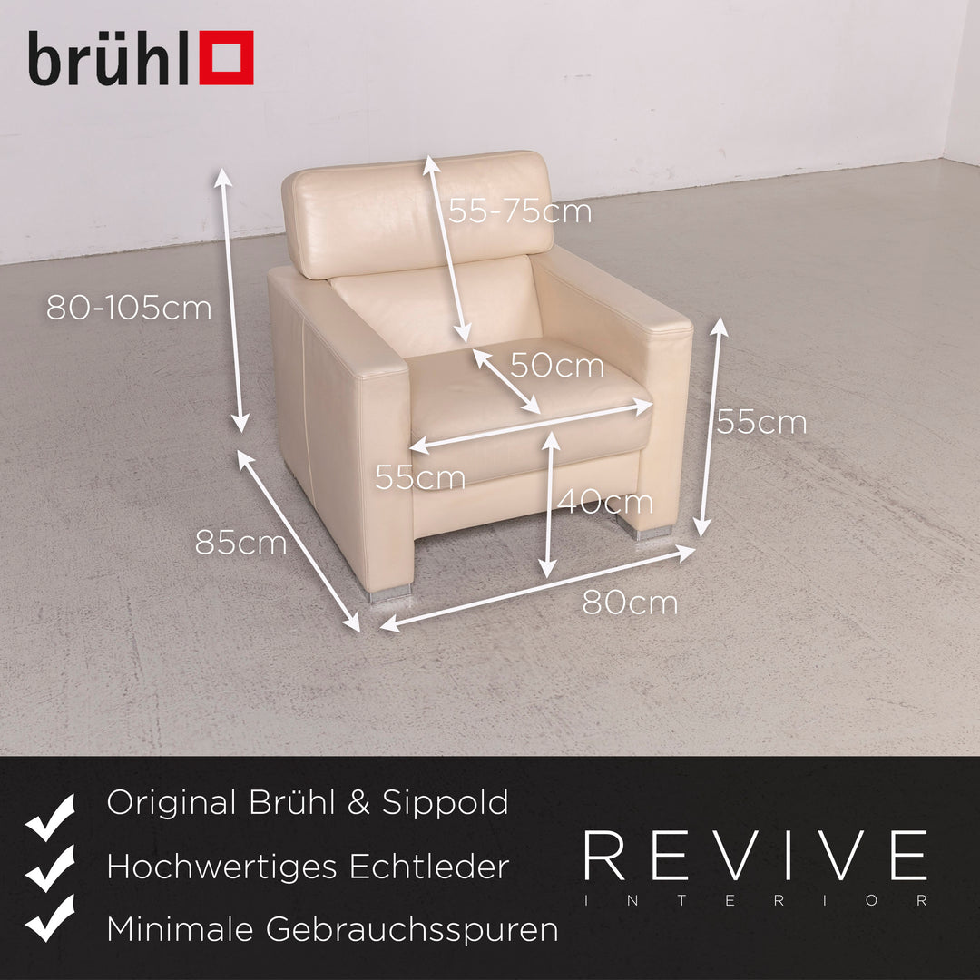 Brühl & Sippold designer leather armchair beige genuine leather #8457