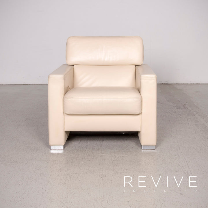 Brühl & Sippold designer leather armchair beige genuine leather #8457