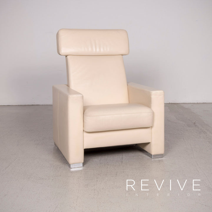Brühl & Sippold designer leather armchair beige genuine leather #8457