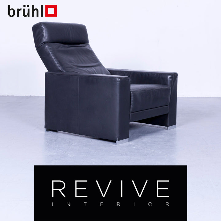 Brühl Designer Leder Sessel Schwarz Einsitzer Echtleder Funktion #5006