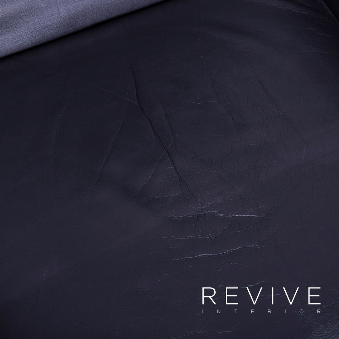 Brühl Alba Leder Ecksofa Garnitur Schwarz Echtleder Couch Sessel Hocker #5464