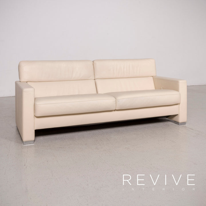 Brühl Designer Leder Sofa Beige Dreisitzer Echtleder Couch #8265