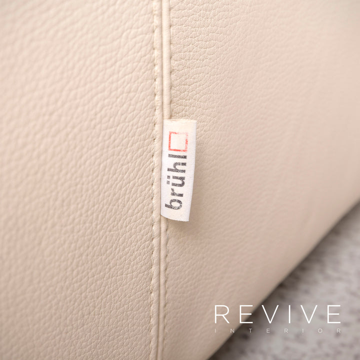 Brühl Designer Leder Sofa Beige Dreisitzer Echtleder Couch #8265
