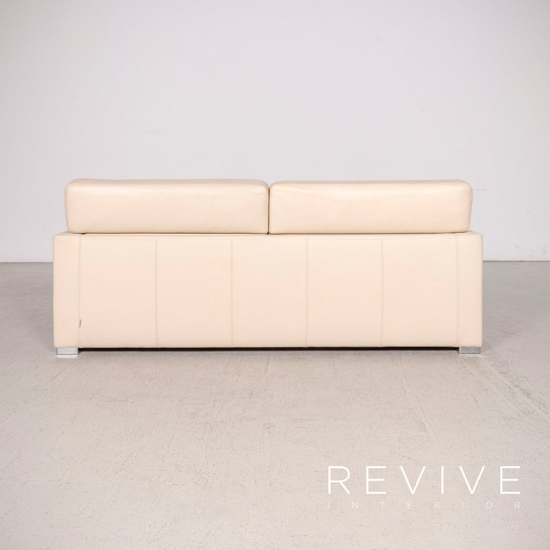 Brühl Designer Leder Sofa Beige Dreisitzer Echtleder Couch #8265
