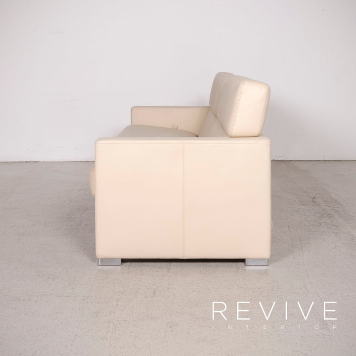 Brühl Designer Leder Sofa Beige Dreisitzer Echtleder Couch #8265