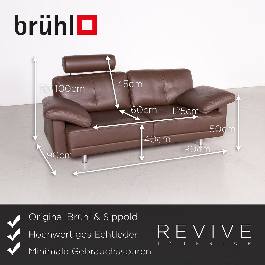 Brühl Designer Leder Ecksofa Garnitur Braun Echtleder Sofa Couch #7583
