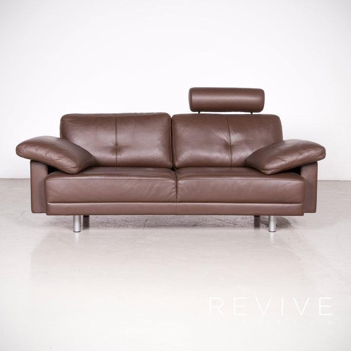 Brühl Designer Leder Ecksofa Garnitur Braun Echtleder Sofa Couch #7583