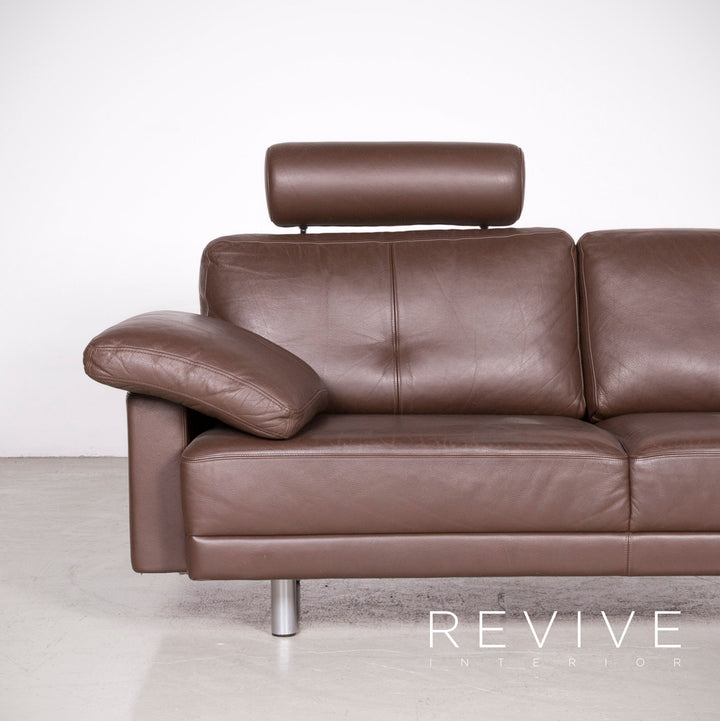 Brühl Designer Leder Ecksofa Garnitur Braun Echtleder Sofa Couch #7583