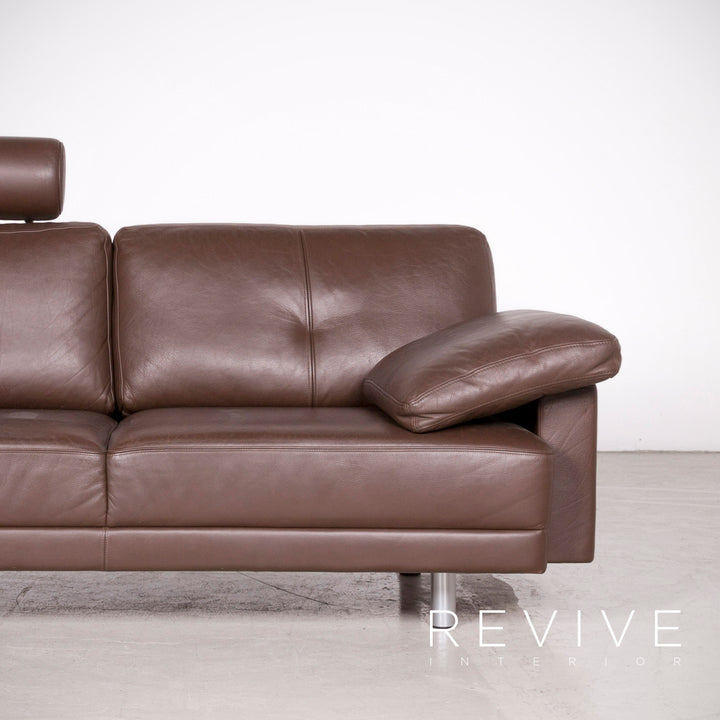 Brühl Designer Leder Sofa Braun Echtleder Zweisitzer Couch #7419