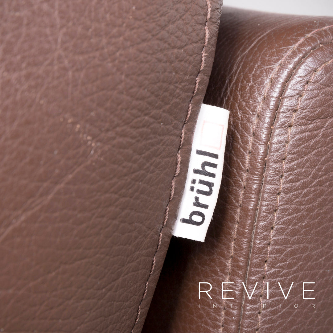 Brühl Designer Leder Ecksofa Garnitur Braun Echtleder Sofa Couch #7583