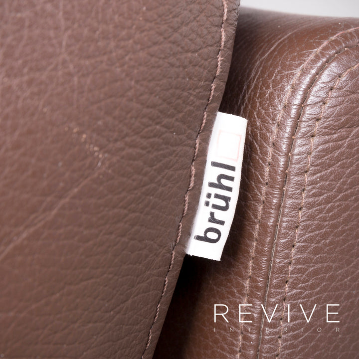 Brühl Designer Leder Ecksofa Garnitur Braun Echtleder Sofa Couch #7583