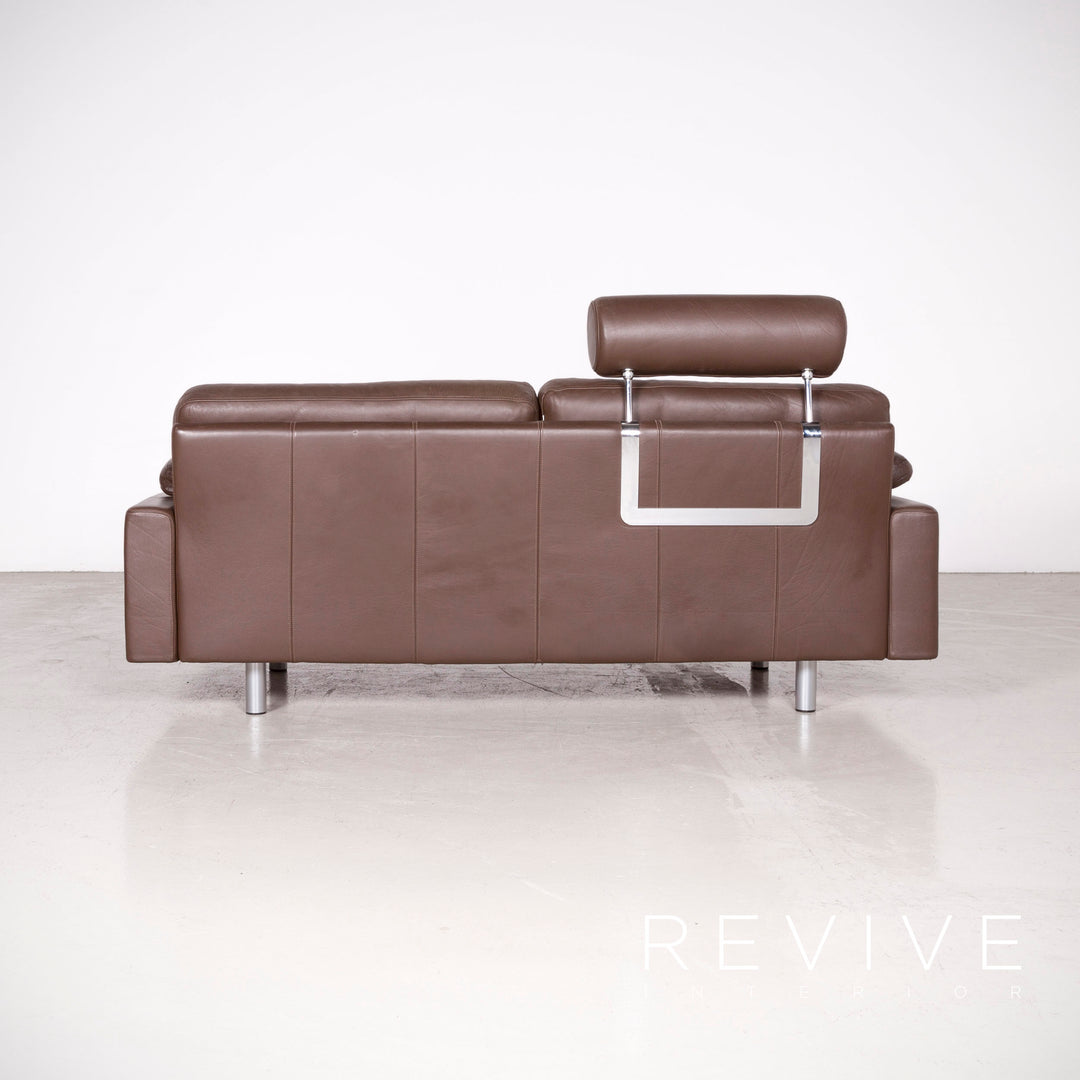 Brühl Designer Leder Sofa Braun Echtleder Zweisitzer Couch #7419