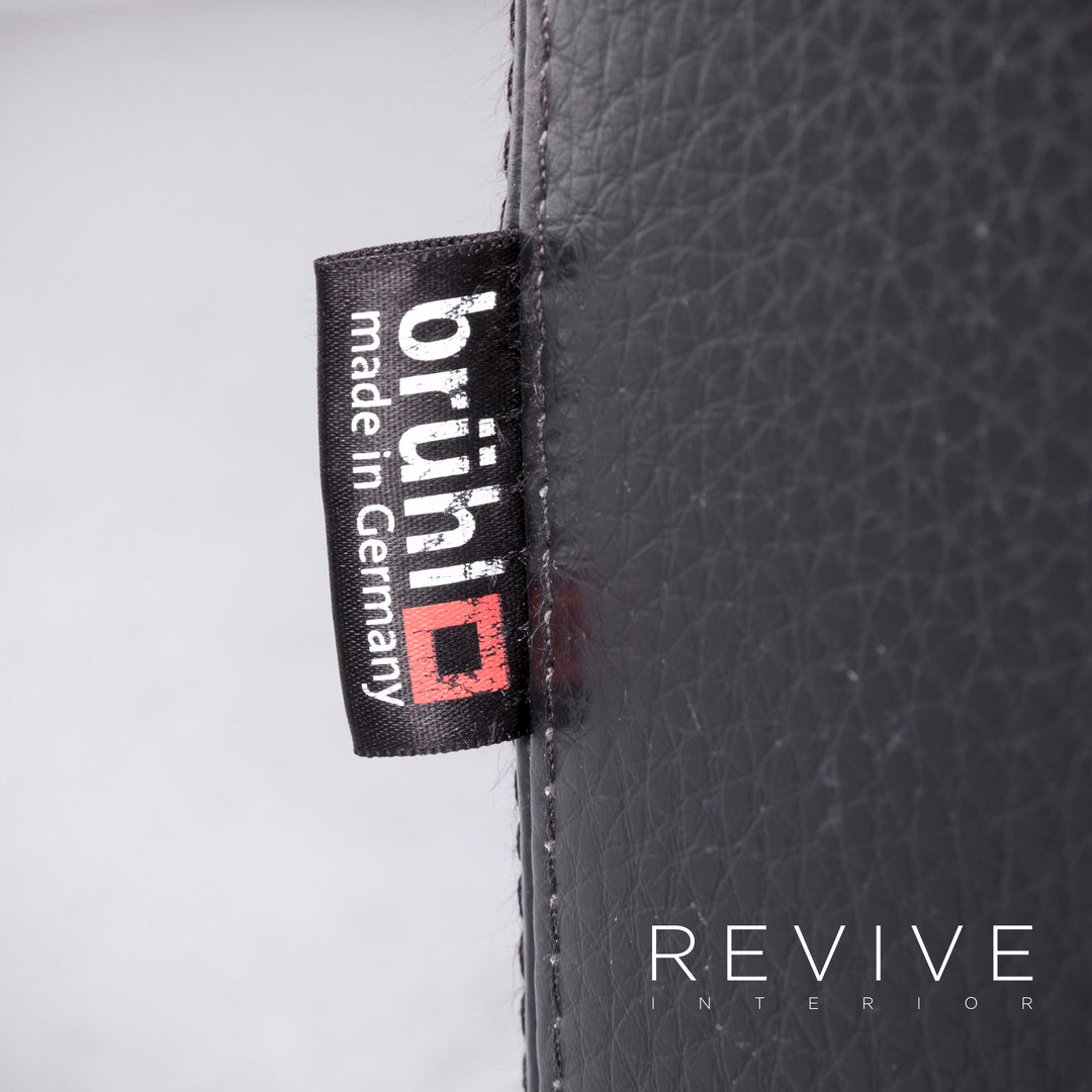 Brühl Designer Leder Sofa Recamiere Schwarz Echtleder Zweisitzer Couch #6768