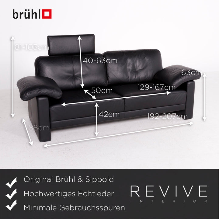 Brühl Designer Leder Sofa Hocker Garnitur Echtleder Dreisitzer Zweisitzer Couch #8660