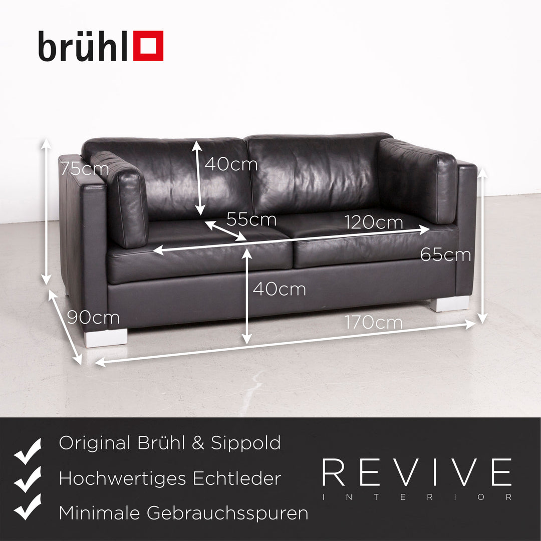 Brühl Designer Leder Sofa Hocker Garnitur Echtleder Zweisitzer Couch #7616