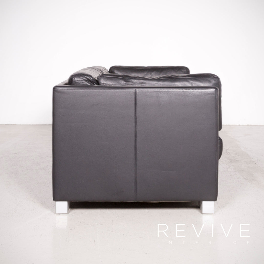 Brühl Designer Leder Sofa Hocker Garnitur Echtleder Zweisitzer Couch #7616